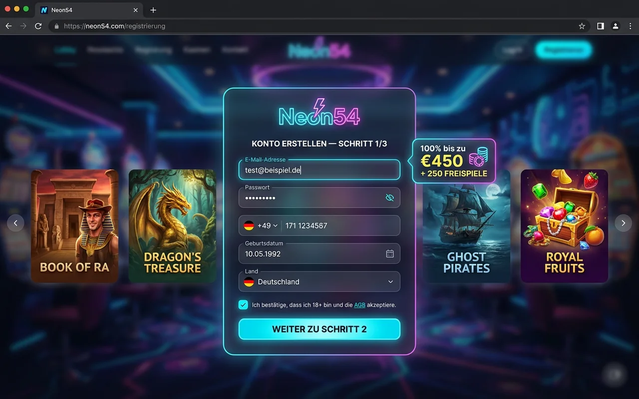 Registrierung in unter 60 Sekunden – Neon54